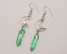 Load image into Gallery viewer, Green Celestial Aura Quartz Earrings Handmade, Cute earrings