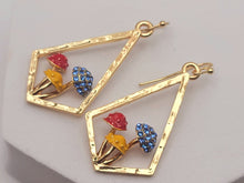 Load image into Gallery viewer, Mushroom earrings , unique forest jewelry , colorful hammered jewelry