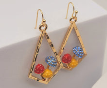 Load image into Gallery viewer, Mushroom earrings , unique forest jewelry , colorful hammered jewelry