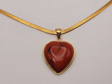 Load image into Gallery viewer, Handmade Crystal Choker Necklace Gold Tone Wrapped Red Jasper Healing Crystal Heart