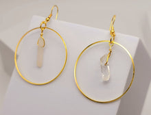 Load image into Gallery viewer, Clear Aura Quartz Earrings Handmade, Cute earrings Irregular , Crystal Earrings