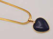 Load image into Gallery viewer, Choker Necklace Gold Tone Blue Sandstone Healing Crystal Heart Necklace