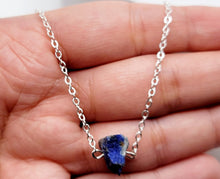 Load image into Gallery viewer, Silver tone Lapis Lazuli Small Raw Crystal Necklace - Minimalist Gifts, Summer Jewelry