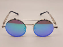 Load image into Gallery viewer, Steampunk Goggles Glasses Round Sunglasses Emo Retro Vintage Blue Pinkish