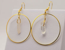 Load image into Gallery viewer, Clear Aura Quartz Earrings Handmade, Cute earrings Irregular , Crystal Earrings