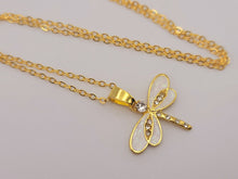 Load image into Gallery viewer, Dragonfly Pendant Necklace - Trendy Dragonfly necklace Gold tone