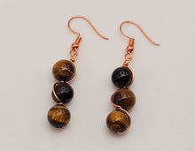 Load image into Gallery viewer, Handmade Tiger's Eye Natural Drop Earrings , Stone Tiger's Eye