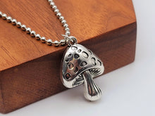 Load image into Gallery viewer, Mushroom Necklace Boho Jewelry for Gift, Silver Mushroom Pendant, Hippie Jewelry