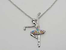 Load image into Gallery viewer, Ballerina Charm Necklace, Dancer Necklace, Ballet Gift, Silver Tone