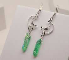 Load image into Gallery viewer, Green Celestial Aura Quartz Earrings Handmade, Cute earrings