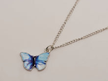 Load image into Gallery viewer, Blue Butterfly Necklace - Trendy Butterfly necklace Silver tone