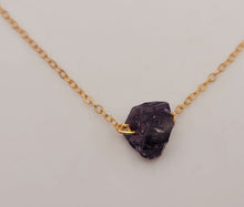 Load image into Gallery viewer, Raw Crystal Necklace, Carnelian Rough Stone Necklace, Amethyst Necklace