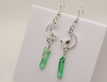 Load image into Gallery viewer, Green Celestial Aura Quartz Earrings Handmade, Cute earrings