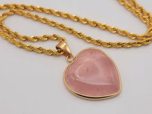 Load image into Gallery viewer, Genuine Natural Handmade Crystal Choker Necklace Gold Tone Heart shaped Rose Quartz Crystal Necklace