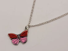 Load image into Gallery viewer, Butterfly Necklace - Trendy Butterfly necklace Silver tone - Gift for her Pink