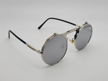 Load image into Gallery viewer, Steampunk Goggles Glasses Round Sunglasses Emo Retro Vintage Flip Up Silver