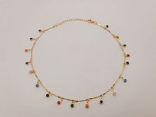 Load image into Gallery viewer, Colorful Necklace - Trendy Choker necklace Gold tone - Gift for her Minimalist