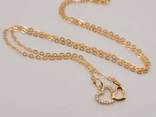 Load image into Gallery viewer, Minimalist Heart necklace simple necklace, dainty Golden necklace, Double Heart
