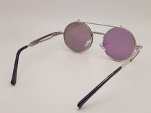 Load image into Gallery viewer, Steampunk Goggles Glasses Round Sunglasses Emo Retro Vintage Blue Pinkish
