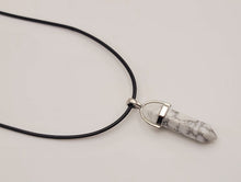 Load image into Gallery viewer, Silver Wire Wrapped Howite Healing Crystal Point  Leather Necklace