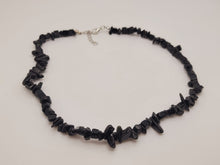 Load image into Gallery viewer, Black Obsidian Chip Choker Necklace Silver tone Gorgeous Choker