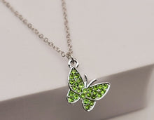 Load image into Gallery viewer, Rhinestone Butterfly Necklace - Trendy Butterfly necklace Silver tone