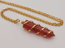 Load image into Gallery viewer, Carnelian Wire wrapped Crystal Necklace Handmade