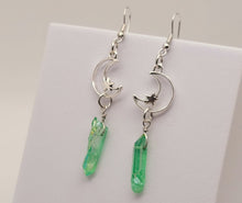 Load image into Gallery viewer, Green Celestial Aura Quartz Earrings Handmade, Cute earrings