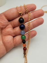 Load image into Gallery viewer, Natural Handmade Crystal Necklace Gold Tone 7 Chakras Healing Necklace