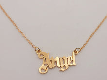 Load image into Gallery viewer, Minimalist Angel necklace Word necklace simple necklace, dainty Golden necklace,