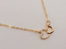 Load image into Gallery viewer, Minimalist Heart necklace simple necklace, dainty Golden necklace, Double Heart