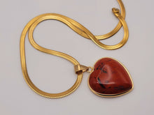Load image into Gallery viewer, Handmade Crystal Choker Necklace Gold Tone Wrapped Red Jasper Healing Crystal Heart