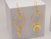 Load image into Gallery viewer, Handmade Moon Star Natural Drop Earrings , Sun Sol