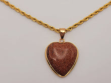 Load image into Gallery viewer, Crystal Choker Necklace Gold Tone Wrapped Gold Sandstone Healing Crystal Heart