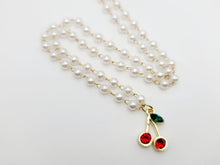 Load image into Gallery viewer, Pearl cherry Choker Necklace - Trendy Pearl necklace Gold tone