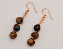 Load image into Gallery viewer, Handmade Tiger's Eye Natural Drop Earrings , Stone Tiger's Eye