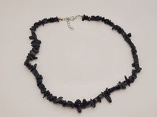 Load image into Gallery viewer, Black Obsidian Chip Choker Necklace Silver tone Gorgeous Choker
