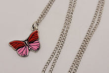 Load image into Gallery viewer, Butterfly Necklace - Trendy Butterfly necklace Silver tone - Gift for her Pink
