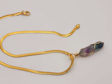 Load image into Gallery viewer, Crystal Necklace Gold Wire Wrapped Fluorite Crystal Point Choker Necklace