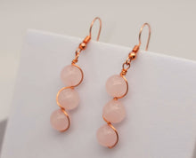 Load image into Gallery viewer, Handmade Rose Quartz Natural Drop Earrings , Stone Earrings