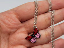 Load image into Gallery viewer, Butterfly Necklace - Trendy Butterfly necklace Silver tone - Gift for her Pink