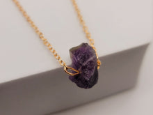 Load image into Gallery viewer, Raw Crystal Necklace, Carnelian Rough Stone Necklace, Amethyst Necklace,