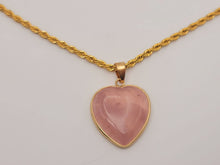Load image into Gallery viewer, Genuine Natural Handmade Crystal Choker Necklace Gold Tone Heart shaped Rose Quartz Crystal Necklace