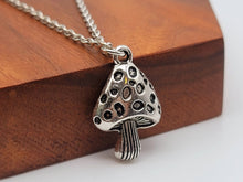 Load image into Gallery viewer, Mushroom Necklace for Women, Boho Jewelry for Gift, Silver Mushroom Pendant, Hippie