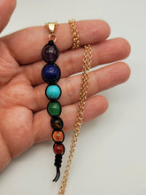 Load image into Gallery viewer, Natural Handmade Crystal Necklace Gold Tone 7 Chakras Healing Necklace