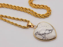 Load image into Gallery viewer, Handmade Crystal Choker Necklace Gold Tone Wrapped Howite Healing Crystal Heart