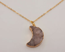 Load image into Gallery viewer, Small Moon Druzy Pendant Necklace