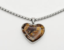 Load image into Gallery viewer, Crystal Necklace Silver Tone Herringbone Choker necklace Tiger's Eye