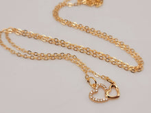 Load image into Gallery viewer, Minimalist Heart necklace simple necklace, dainty Golden necklace, Double Heart