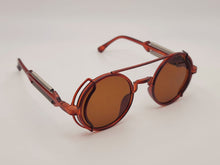 Load image into Gallery viewer, Steampunk Goggles Glasses Round Sunglasses Emo Retro Vintage Brown